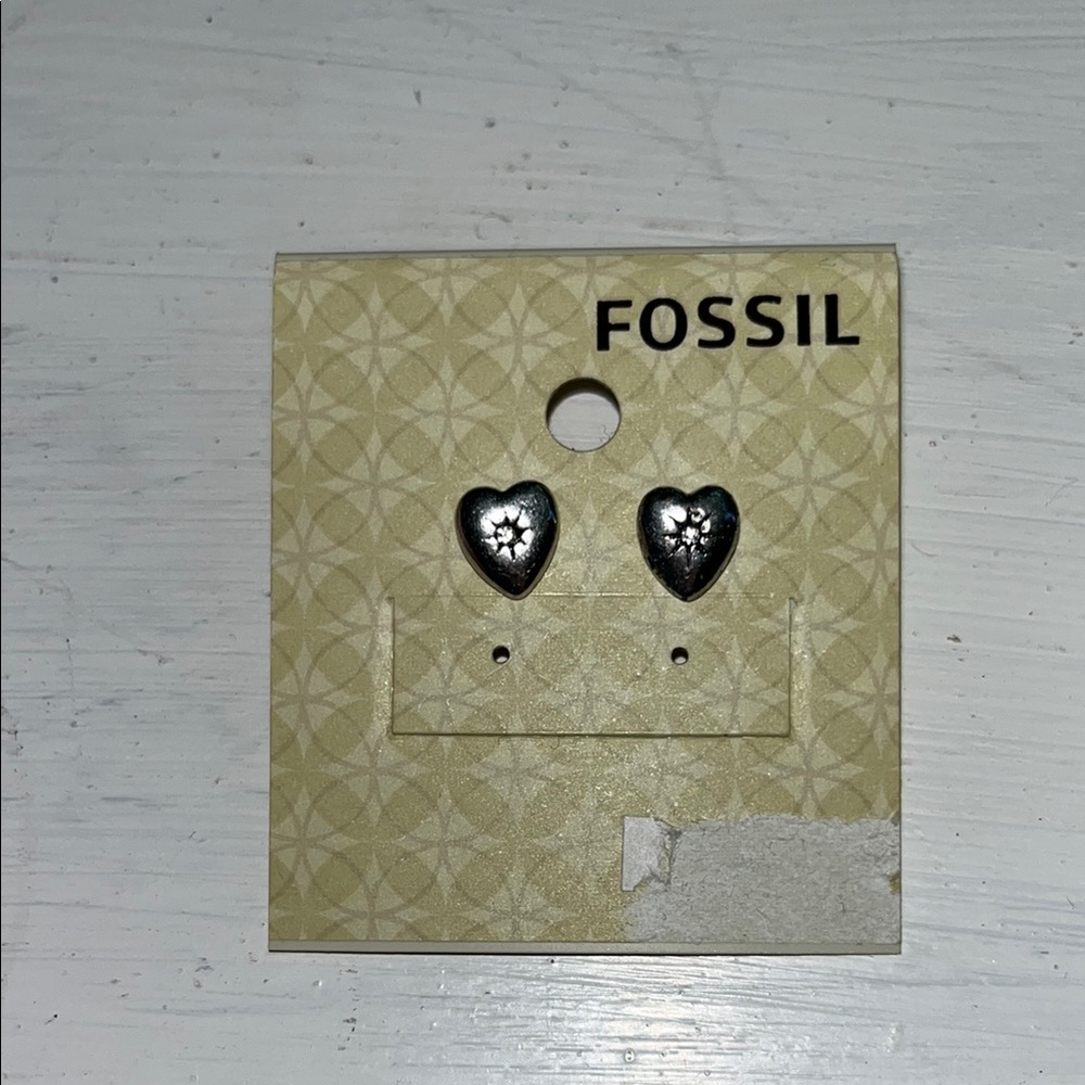 Fossil Silver Heart Earrings